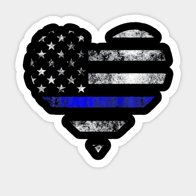 Police Wife Big Heart Flag T Shirt The Thin Blue Line Family Sticker by Sinclairmccallsavd